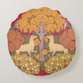 アールヌーボー秋木と鹿ヴィンテージ秋 ラウンドクッション (裏面)