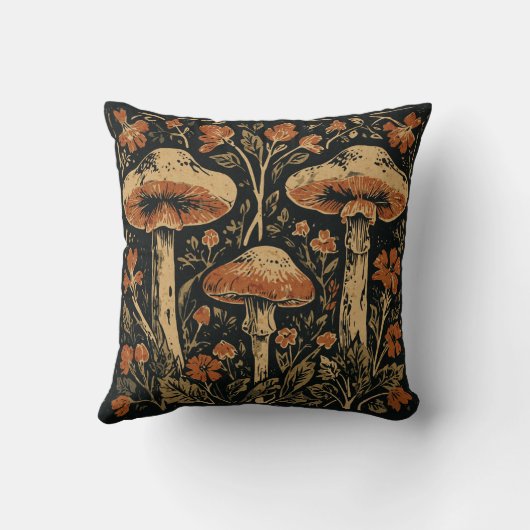 アールヌーボー素朴キノコフローラ植物学 クッション (裏面)