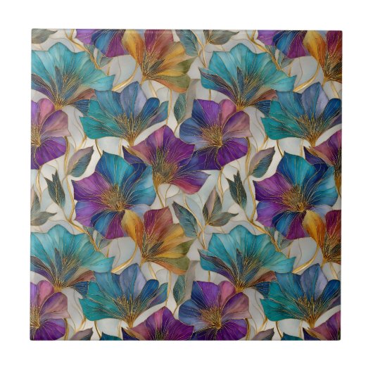 アールヌーボー紫斑炎 タイル (正面)