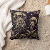 アールヌーボー紫素朴色クラゲ水中 クッション (ブランケット)