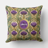 アールヌーボー紫金ゴールドアザミのモノグラム名 クッション (裏面)