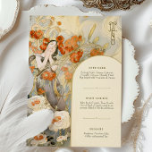 アールヌーボー結婚のメニューカードフローラ 招待状