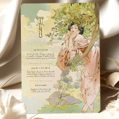 アールヌーボー結婚のメニューカードフローラ 招待状