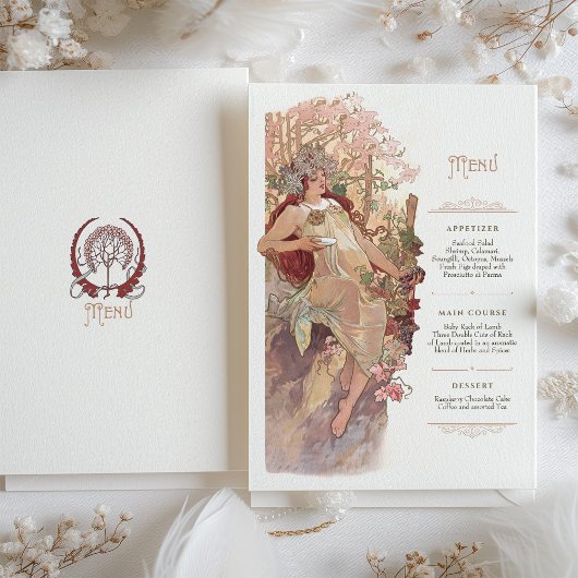 アールヌーボー結婚のメニューヴィンテージ 招待状