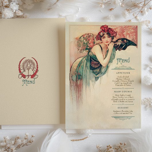 アールヌーボー結婚のメニューヴィンテージ 招待状