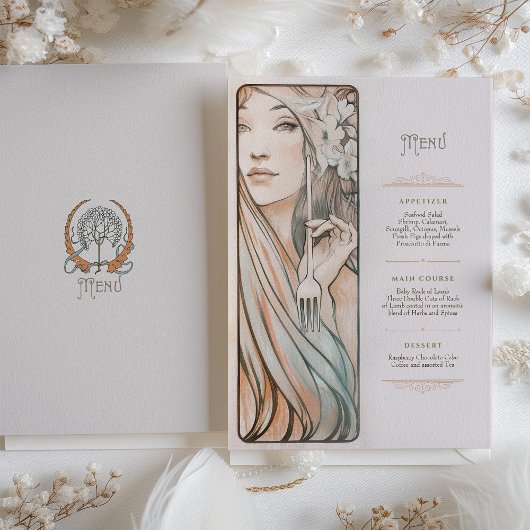 アールヌーボー結婚のメニューヴィンテージ 招待状