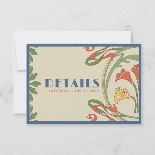 アールヌーボー結婚の詳細エンクロージャカード 出欠カード (正面)