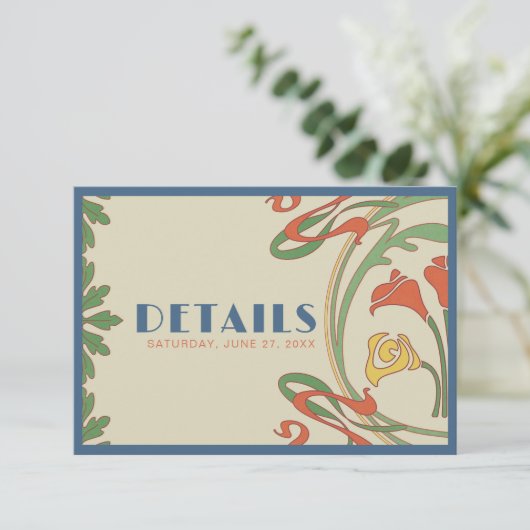 アールヌーボー結婚の詳細エンクロージャカード 出欠カード (スタンド正面)