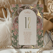 アールヌーボー結婚の金ゴールドアクセント表番号 箔招待状