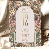 アールヌーボー結婚の金ゴールドアクセント表番号 箔招待状