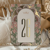 アールヌーボー結婚の金ゴールドアクセント表番号 箔招待状