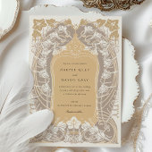 アールヌーボー結婚エレガントの金ゴールド・クリーム・トーン 招待状