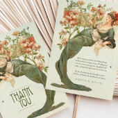 アールヌーボー結婚サンキューカードグリーンフローラ 招待状