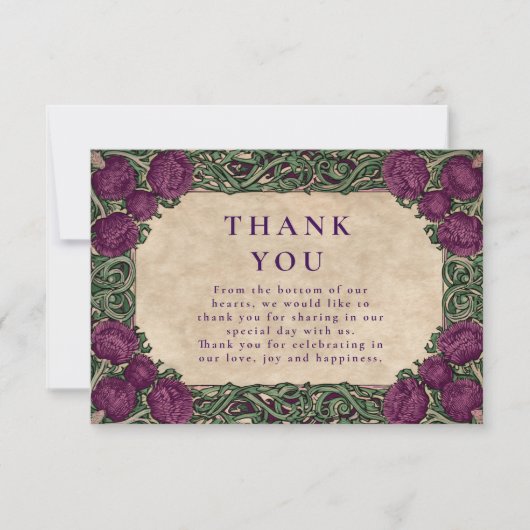 アールヌーボー結婚シスル サンキューカード (正面)