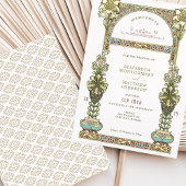 アールヌーボー結婚ズ金ゴールドパステルアーチ 招待状