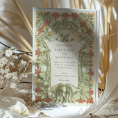 アールヌーボー結婚フローラのWarm Earth Tones 招待状