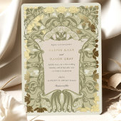 アールヌーボー結婚フローラのWarm Earth Tones 箔招待状