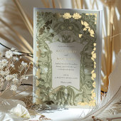 アールヌーボー結婚フローラのWarm Earth Tones 箔招待状