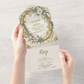 アールヌーボー結婚ワイルドフラワー オールインワン招待状 (貼ってはがせる)