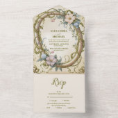 アールヌーボー結婚ワイルドフラワー オールインワン招待状 (内側)