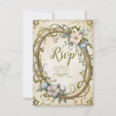 アールヌーボー結婚ワイルドフラワー 出欠カード (正面)