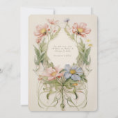 アールヌーボー結婚ワイルドフラワー 招待状 (裏面)