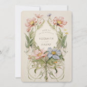 アールヌーボー結婚ワイルドフラワー 招待状 (正面)