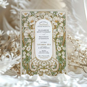 アールヌーボー結婚ヴィンテージフローラフェイク金ゴールド 招待状