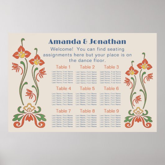 アールヌーボー結婚座席表 ポスター (正面)