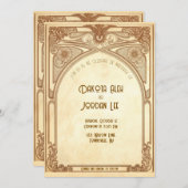 アールヌーボー結婚式招待状インウォームトーン 招待状 (正面/裏面)