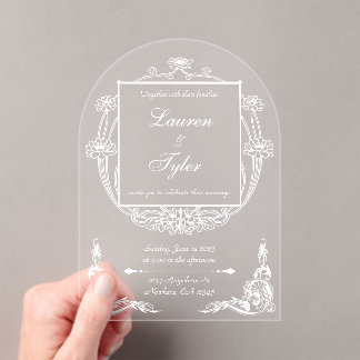 アールヌーボー結婚式招待状オン澄んアクリル アクリル招待状