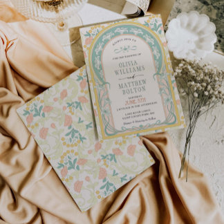 アールヌーボー結婚式招待状ヴィンテージ 招待状