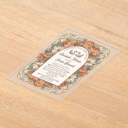 アールヌーボー結婚式招待状 アクリル招待状 (レイダウン)
