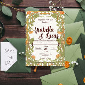 アールヌーボー結婚式招待状 | エレガント5" x 7" V 招待状