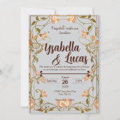 アールヌーボー結婚式招待状 | エレガント5" x 7" V 招待状 (正面)