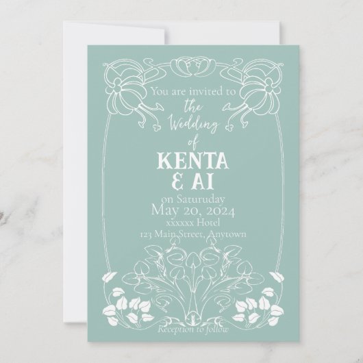 アールヌーボー結婚式招待状 招待状 (正面)