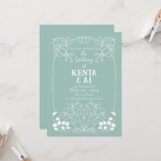 アールヌーボー結婚式招待状 招待状 (正面/裏面インサイチュ)