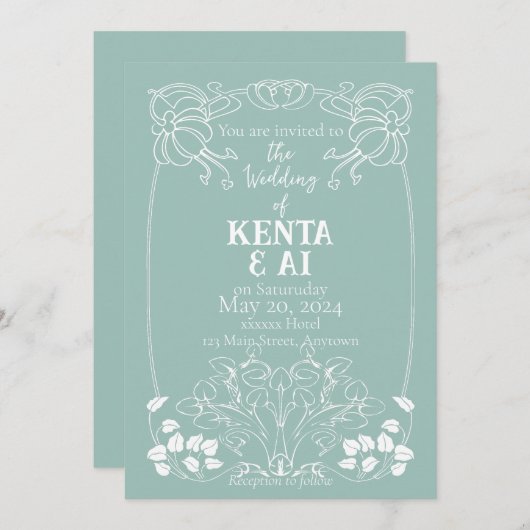 アールヌーボー結婚式招待状 招待状 (正面/裏面)