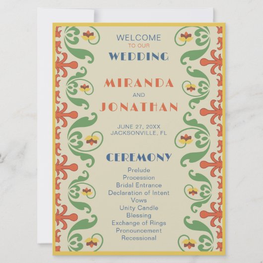 アールヌーボー結婚式 プログラム (正面)