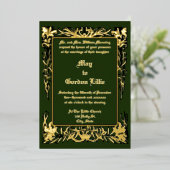 アールヌーボー縁どフローラバイH・ネルソン結婚ズ 箔招待状 (立ち正面)