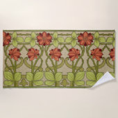 アールヌーボー縁どフローラ ビーチタオル (正面)