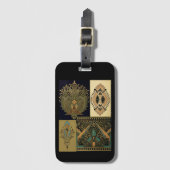 アールヌーボー織り柄クリストファー・ドレッサー ラゲッジタグ (正面縦)