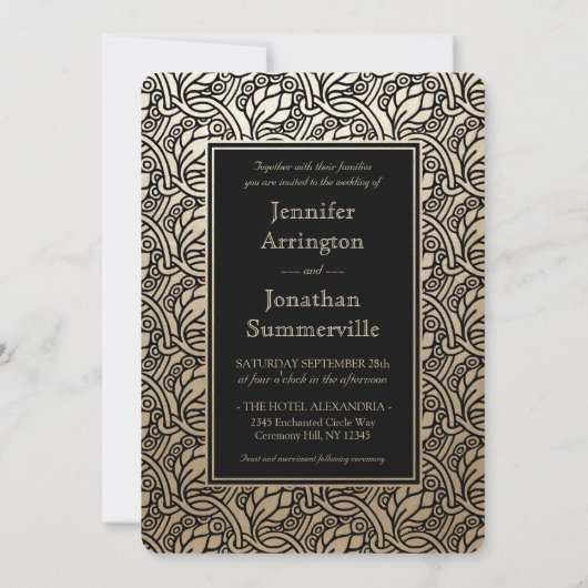 アールヌーボー自然結婚式招待状ゴールドフォイル 招待状 (裏面)