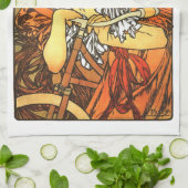 アールヌーボー自転車ミュシャアート キッチンタオル (折り畳み)