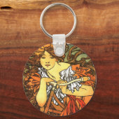 アールヌーボー自転車ミュシャアート キーホルダー (正面)