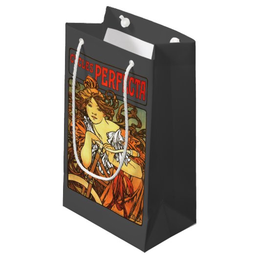 アールヌーボー自転車ミュシャアート スモールペーパーバッグ (正面アングル)