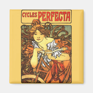 アールヌーボー自転車ミュシャアート マグネット