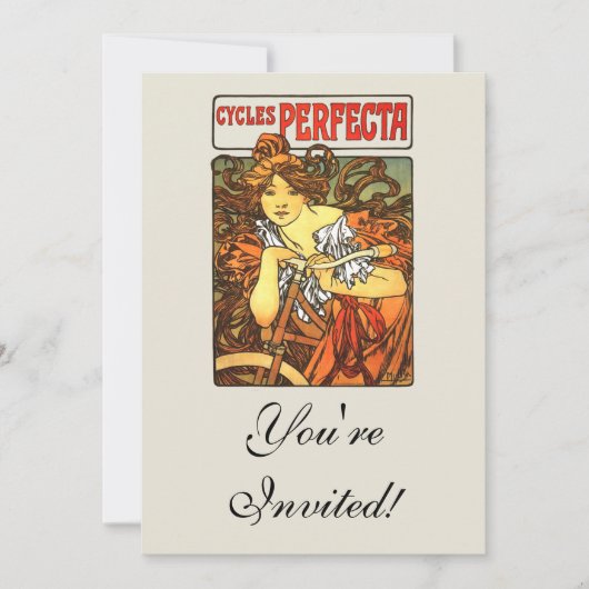 アールヌーボー自転車ミュシャアート 招待状 (正面)