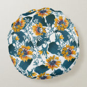 アールヌーボー花の柄。 ラウンドクッション (裏面)