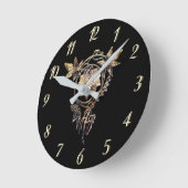 アールヌーボー花ビクトリアン宝石金ゴールド ラウンド壁時計 (傾斜)